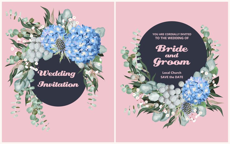 Vetor convite de casamento vintage com flores e folhagens detalhadas