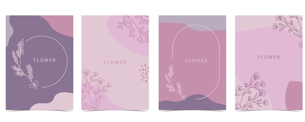 Convite de chá de bebê rosa violeta com flor convite de aniversário de vetor para criança e bebê