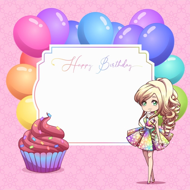 Convite de feliz aniversário menina princesa