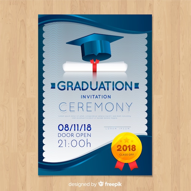Convite de formatura elegante com design realista