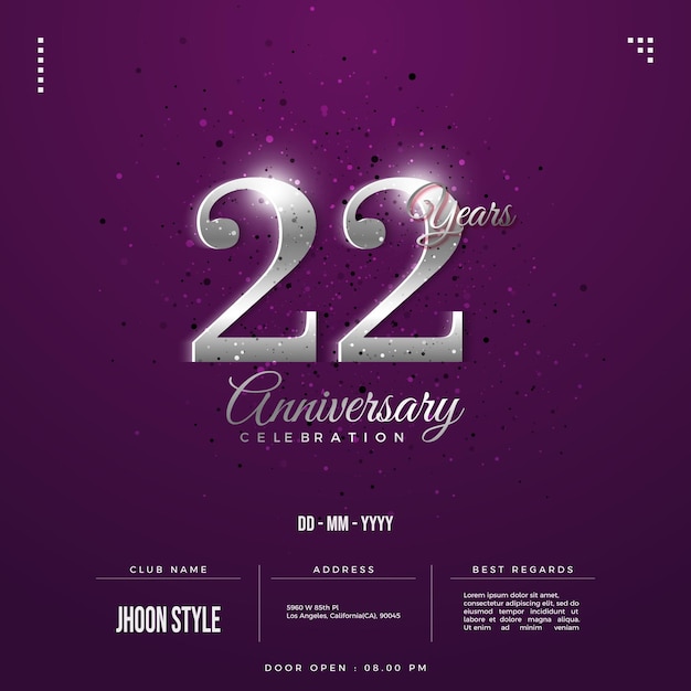 Convite do 22º aniversário da edição prata com números