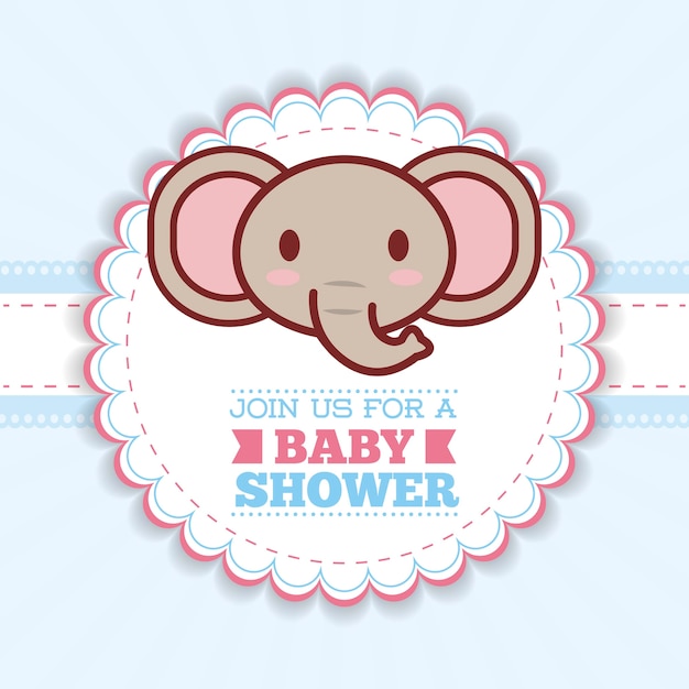 convite do chuveiro de bebê com ícone de elefante