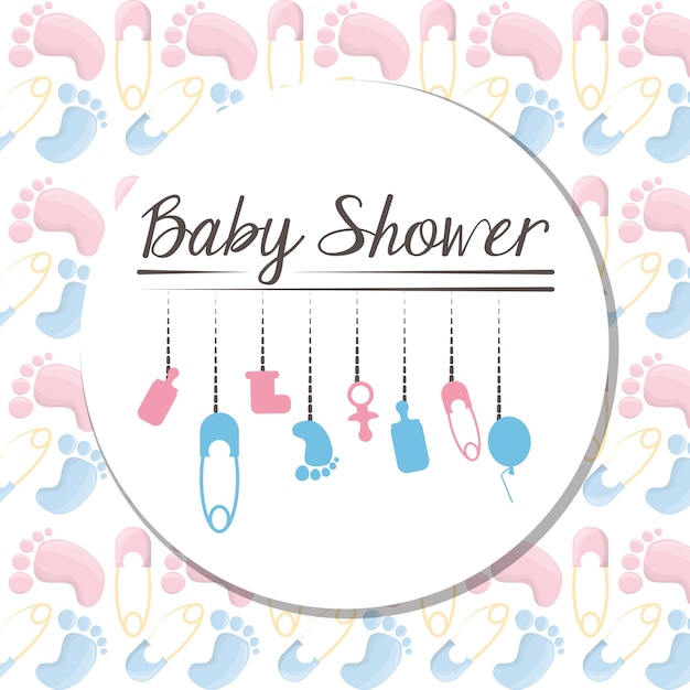Vetor convite do chuveiro de bebê para presente de boas-vindas a criança
