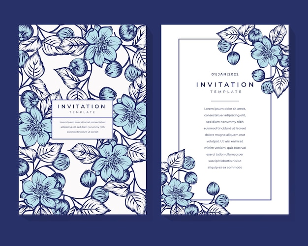 Convite floral azul