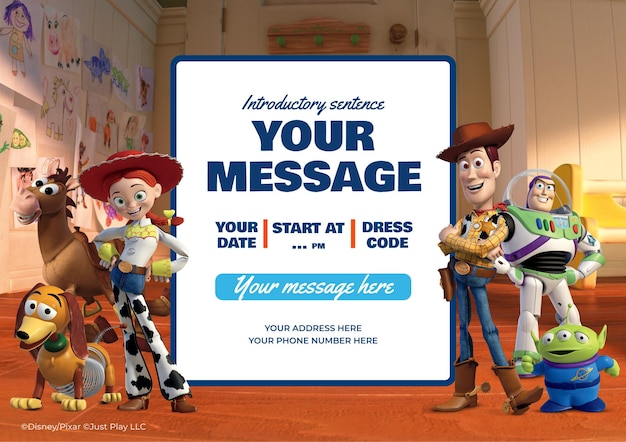 Convite Horizontal de Aniversário de Toy Story