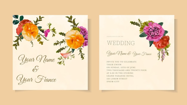 Convite para casamento cartão de convite de casamento flor salve a data cartão rsvp obrigado