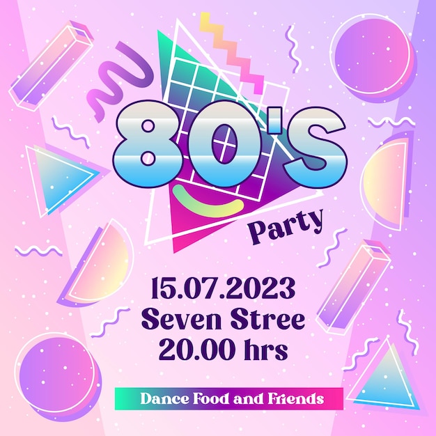 Convite para festa retrô anos 80