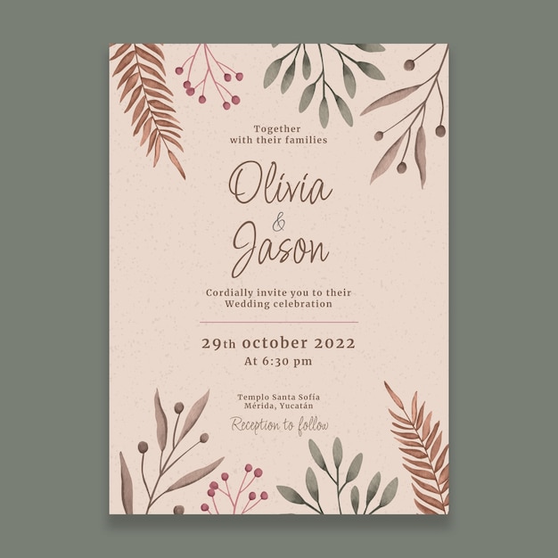 Convites de casamento rústico em aquarela