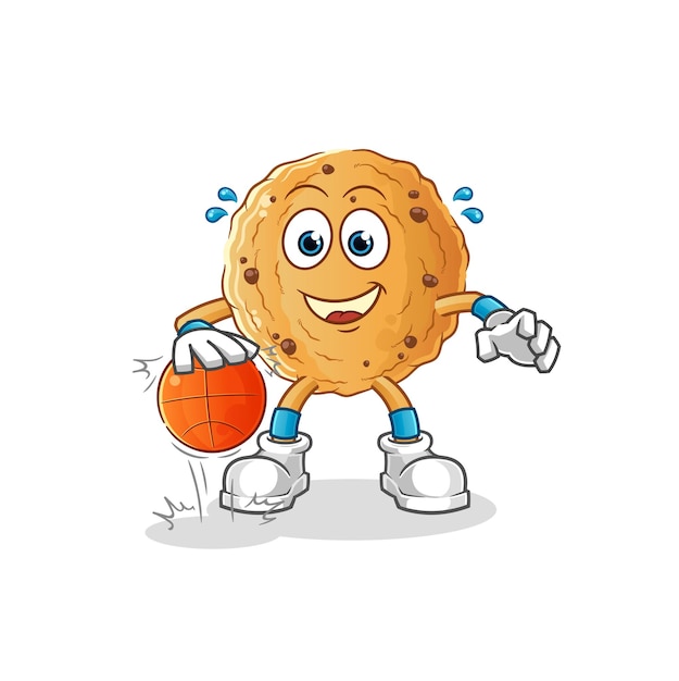 Cookie driblar o personagem de basquete. vetor mascote dos desenhos animados