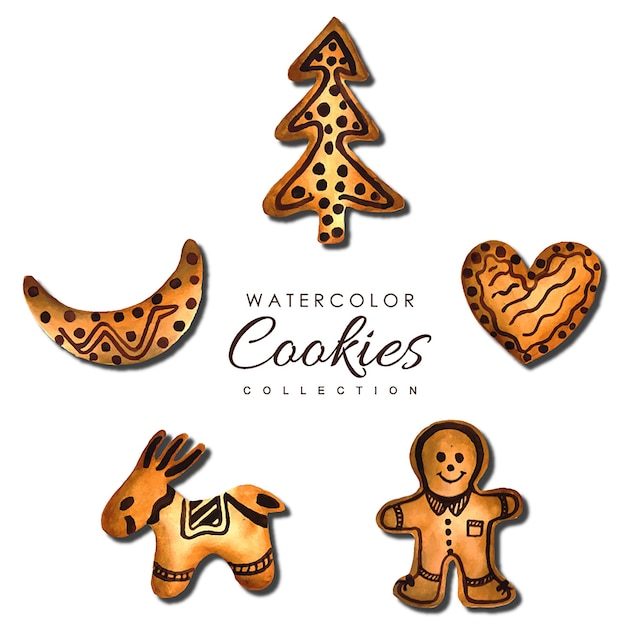 Cookies de natal de aguarela desenhada à mão