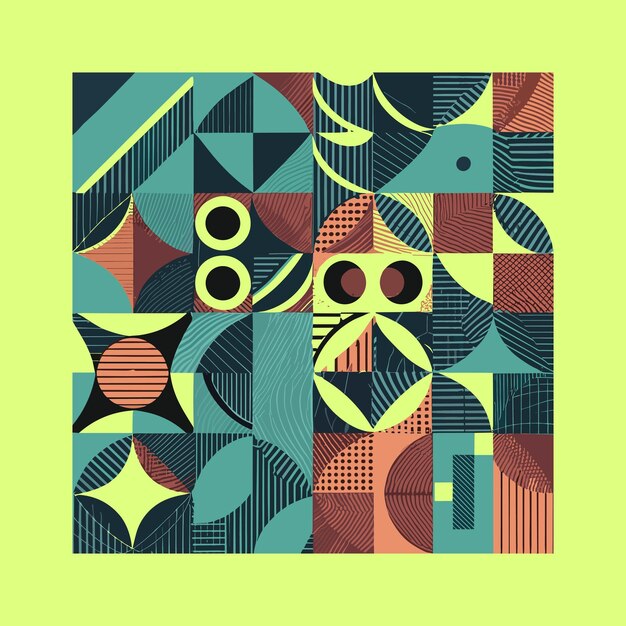 Cool abstract geometric background swiss design halftone vector bitmap shapes bauhaus artwork
