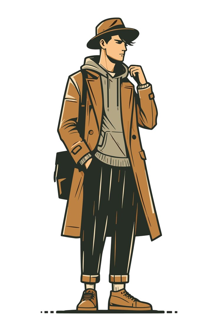Vetor cool profissão de moda homem com jaqueta ilustração vetorial plana