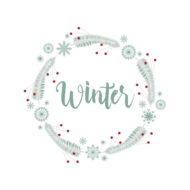 Cool winter snowflake frame grinalda cartão fundo