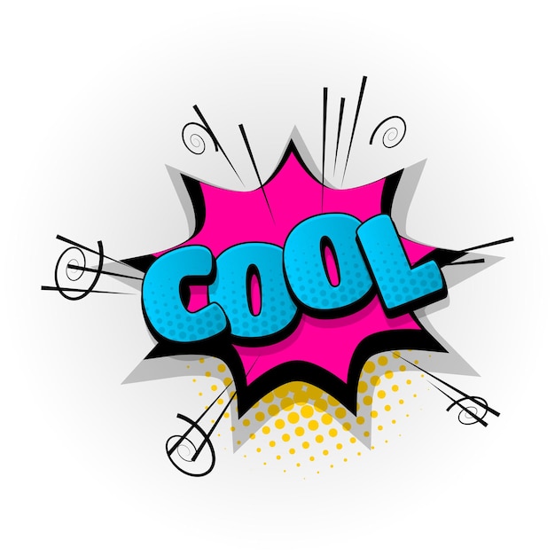 Cool wow sound efeitos de texto de quadrinhos Modelo quadrinhos bolha do discurso meio-tom Estilo pop art