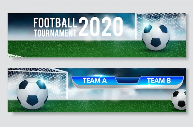 Copa de futebol, conjunto de banner de campeonato de futebol