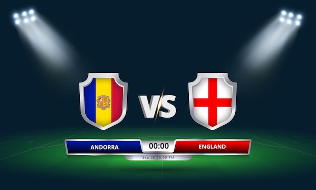 Vetor copa do mundo da fifa - qualificatória 2022 andorra x inglaterra - partida