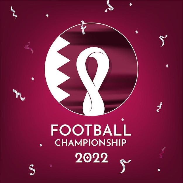 Vetor copa do mundo de futebol 2022 no qatar, emblema do campeonato 2022, ilustração vetorial