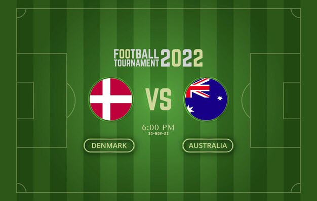 Copa do mundo Fifa 2022 Dinamarca vs Austrália modelo de jogo de futebol