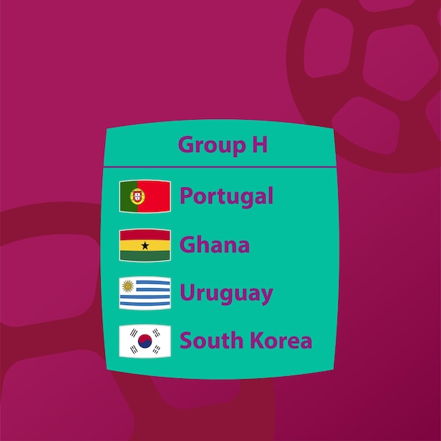 Vetor copa do mundo qatar 2022 grupo h. torneio de grupos de futebol.