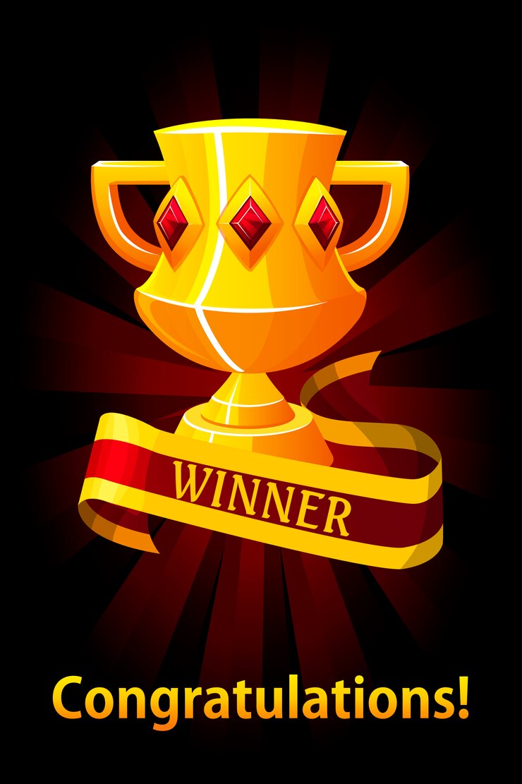 Vetor copa do troféu, prêmio com fita, plano de fundo para recursos do jogo de interface do usuário. prêmio da taça de troféu para os vencedores. elementos para logotipo, rótulo, jogo e aplicativo.