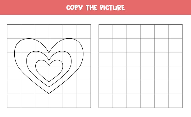 Copiar a imagem de coração preto e branco jogo lógico para crianças