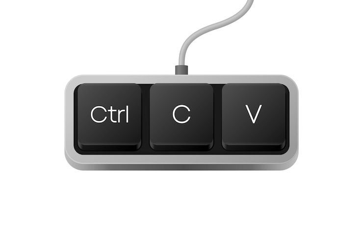 Vetor copiar colar combinação de botões teclado de computador word no teclado de computador de computador ilustração vetorial