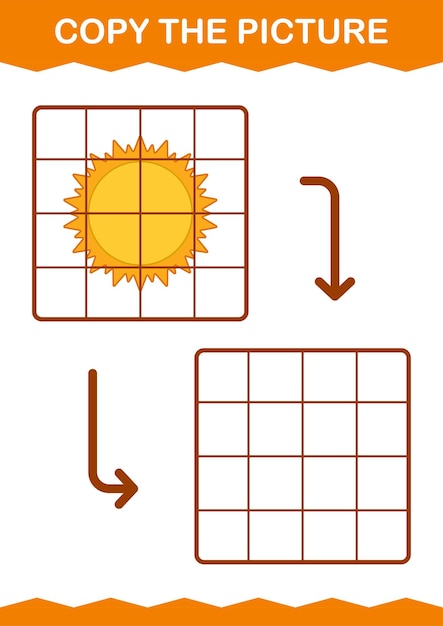 Copie a imagem com sun worksheet para crianças