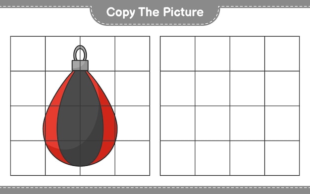 Copie a imagem copie a imagem do saco de pancadas usando linhas de grade Jogo educativo para crianças