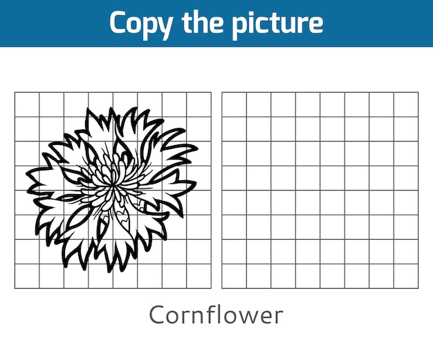 Copie a imagem, jogo educativo para crianças, cornflower