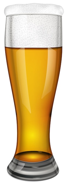 Copo com cerveja no fundo branco