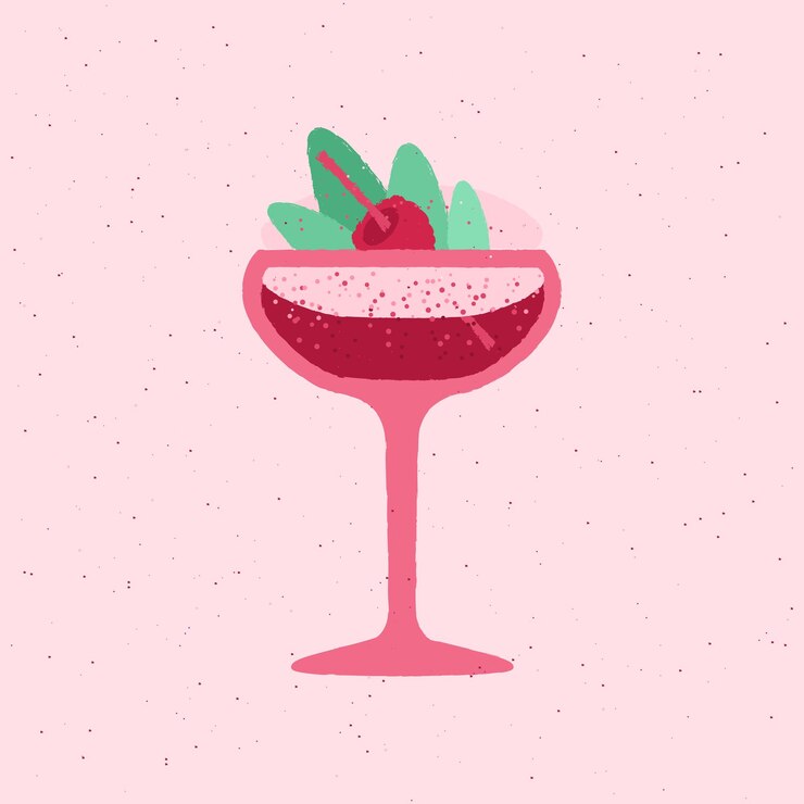Vetor copo de bebida red margarita com menta e framboesa para evento flat vector illustration