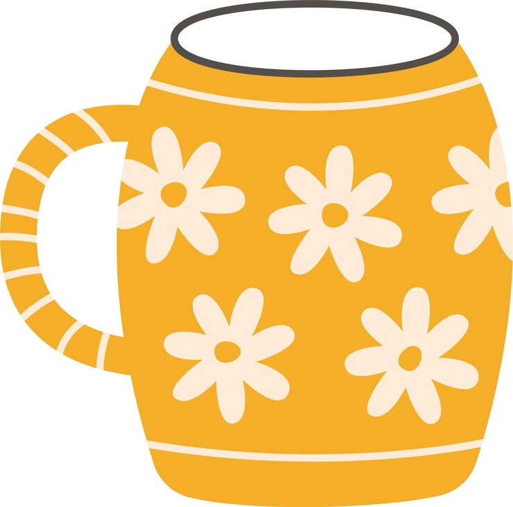 Vetor copo de cerâmica com flores