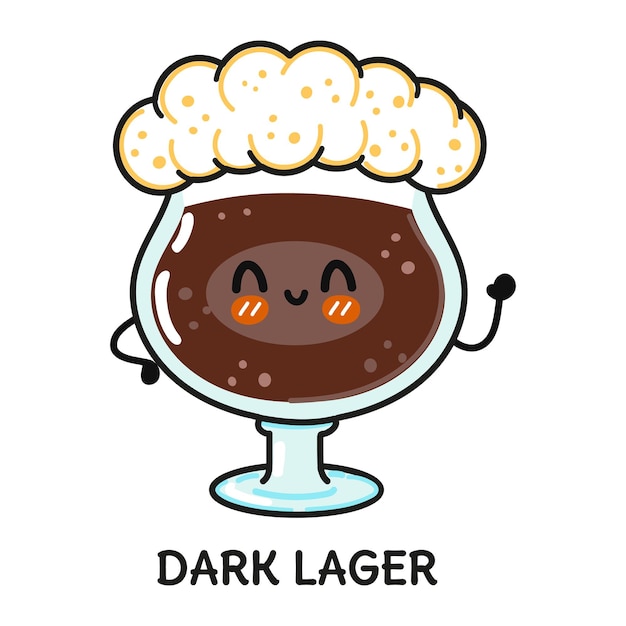 Copo de cerveja dark lager engraçado fofo e feliz