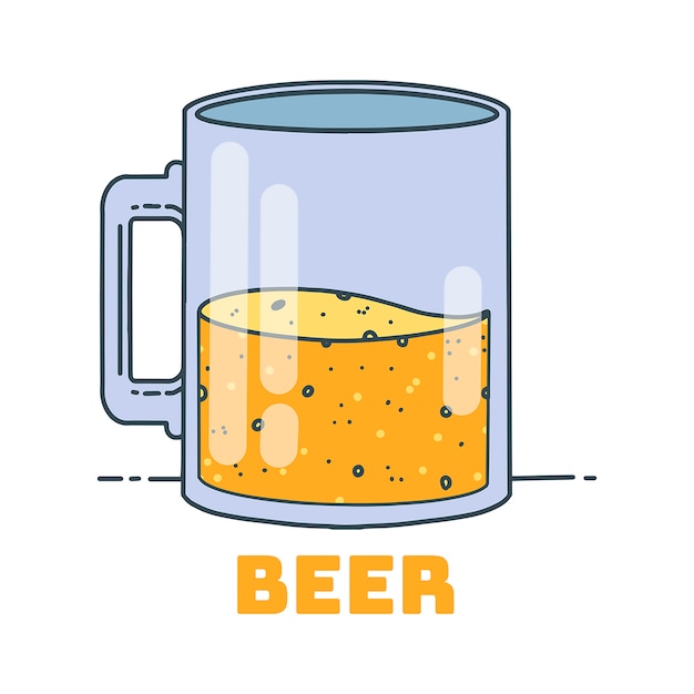 Vetor copo de cerveja ilustração vetorial, design minimalista.