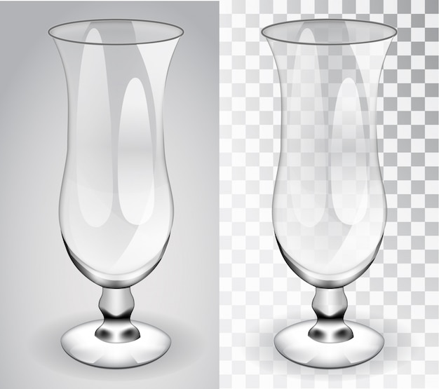 Copo de coquetel. vidro transparente objeto isolado em um fundo transparente e cinza.