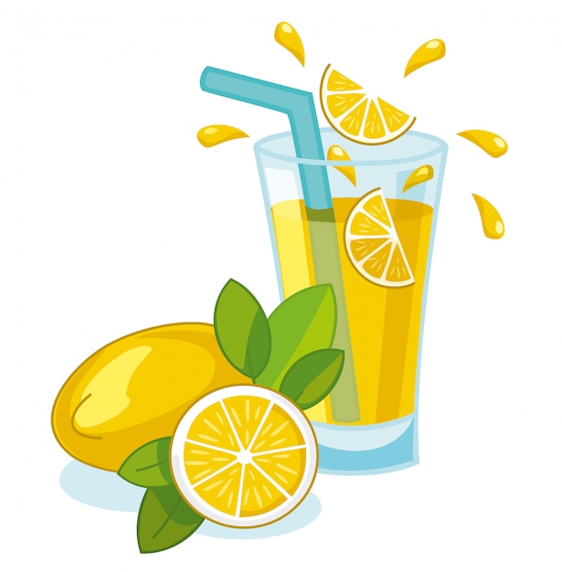 Vetor copo de limonada. ilustração.