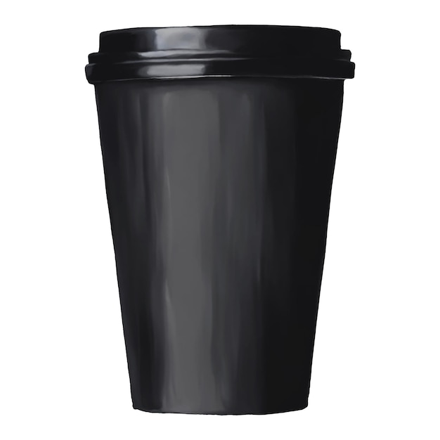 Copo de papel de café preto Isolado desenhado à mão Aquarela Pintura Ilustração