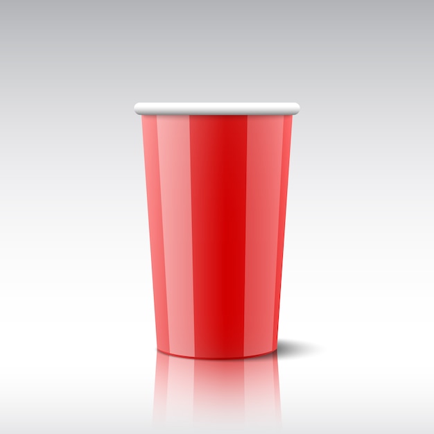 Vetor copo de plástico vermelho.