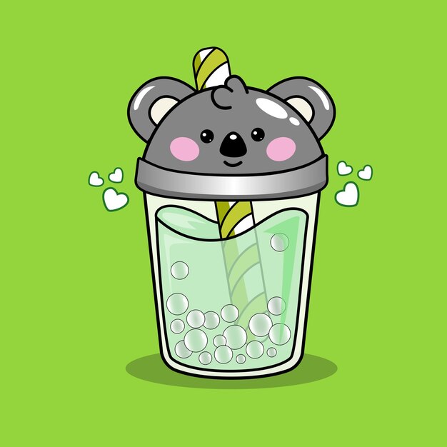 Vetor copo de shake koala boba