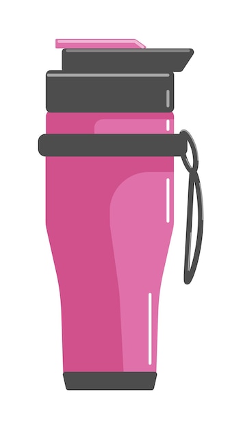 Copo de viagem de caneca térmica rosa isolado no fundo branco