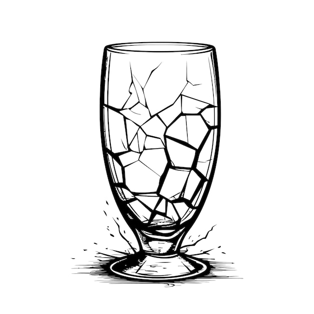 Vetor copo de vidro quebrado para bebidas ícone de copo rachado no conceito de resíduos de vidro de fundo branco