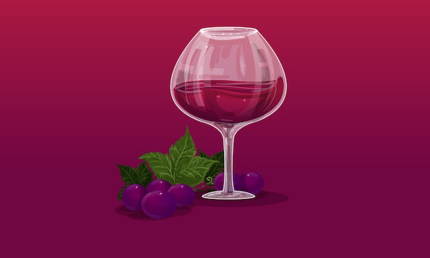 Vetor copo de vinho e uvas