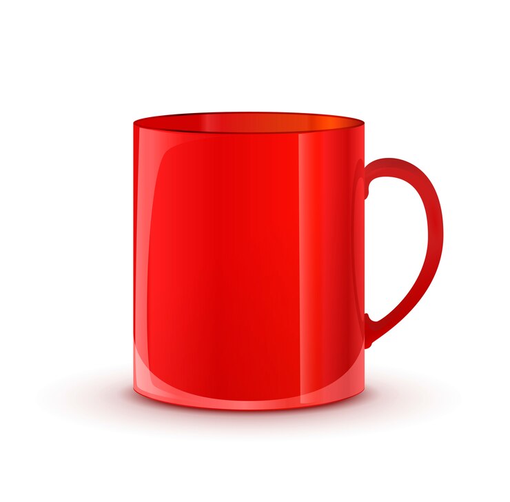 Vetor copo vermelho brilhante realista com sombra isolada