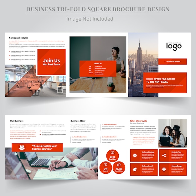 Coporate orange square trifold brochure design