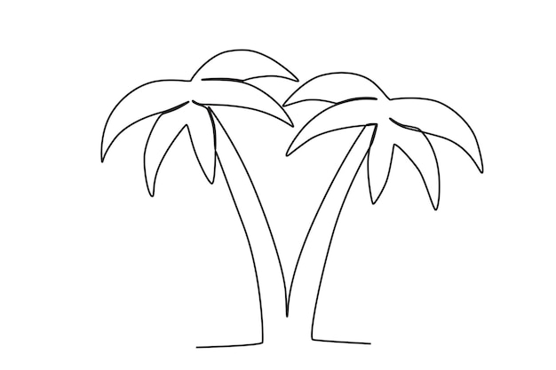 Vetor coqueiro na praia desenho de uma linha de verão