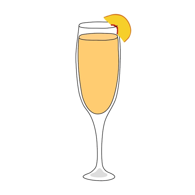 Coquetel Bellini. O estilo desenhado à mão.