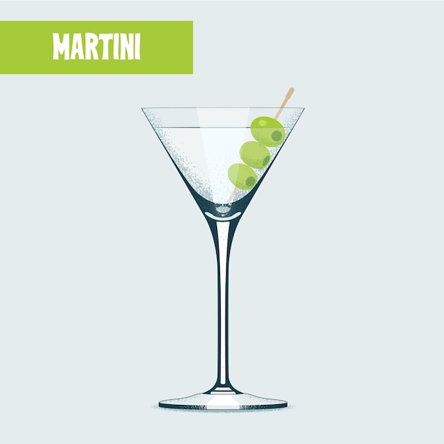 Coquetel de Martini com Azeitonas.