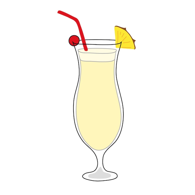 Coquetel de pina colada. O estilo desenhado à mão.