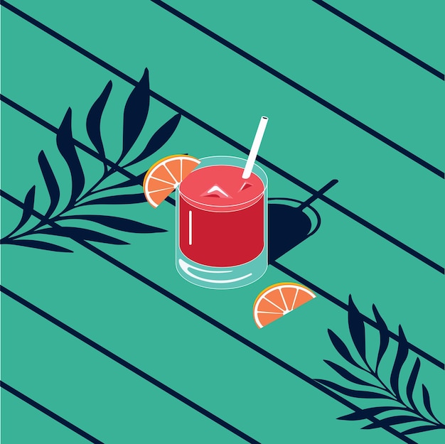 Coquetel Negroni com vetor de fatia de laranja