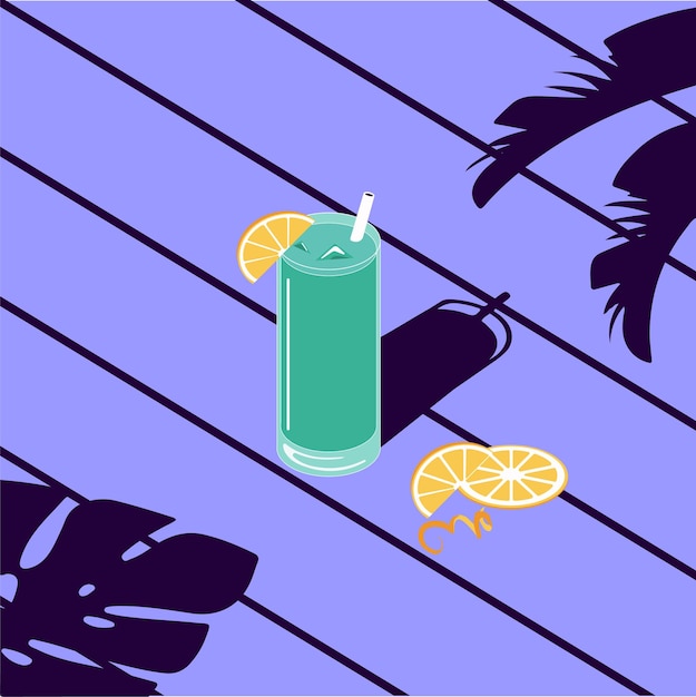 Coquetel Trópico Azul com Fatias de Laranja